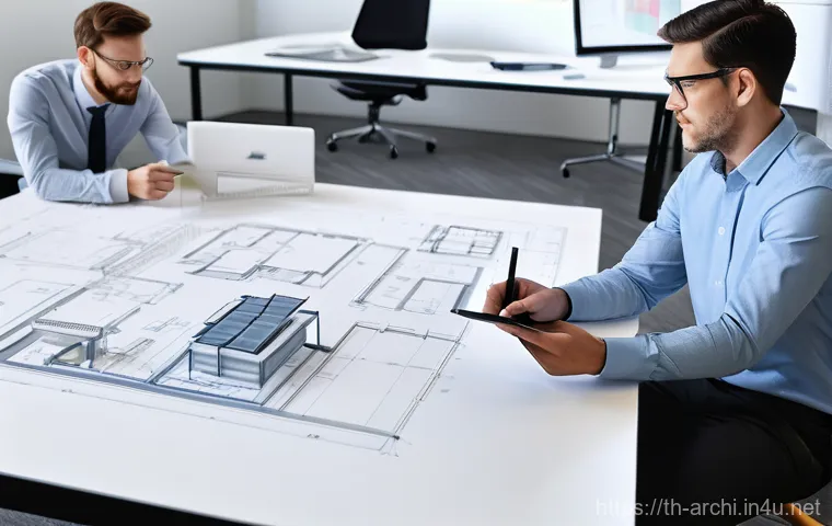 건축 실무에서 효율적 팀워크 구축 - **Image Prompt 1: The Synergy of Architectural Collaboration**
    "A diverse team of architects and...