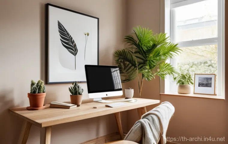 건축 설계와 인간 중심 접근 사례 연구 - **Prompt:** A serene and brightly lit home office or living room space designed with human-centered ...