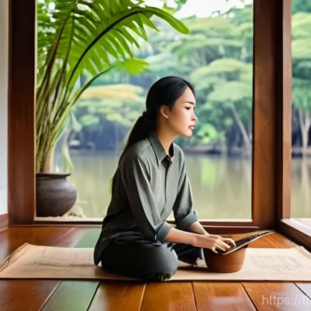 건축가를 위한 창의력 향상 훈련 - **Prompt Title: Thai Architect's Rustic Inspiration**
A young Thai female architect, dressed in ...