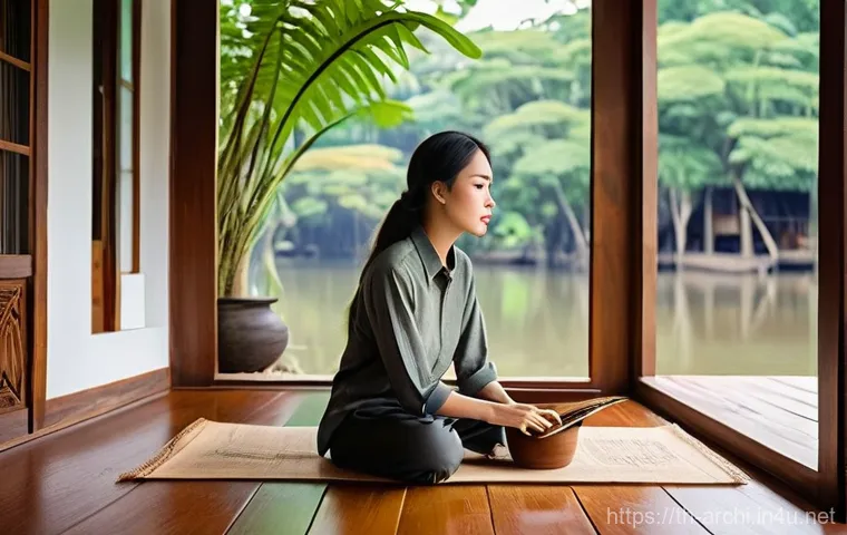 건축가를 위한 창의력 향상 훈련 - **Prompt Title: Thai Architect's Rustic Inspiration**
    A young Thai female architect, dressed in ...