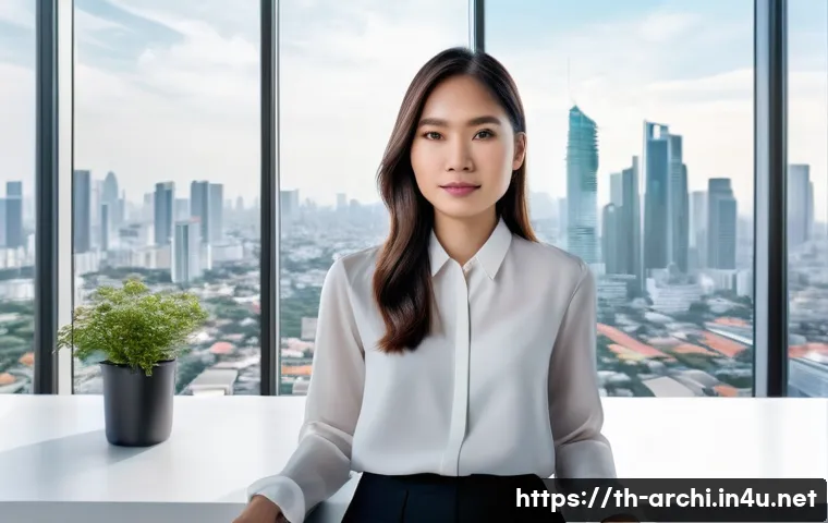 건축 실무에서의 자기 계발 노하우 - **Prompt 1: The Digitally Empowered Architect**
    "A young Thai female architect, with a focused a...