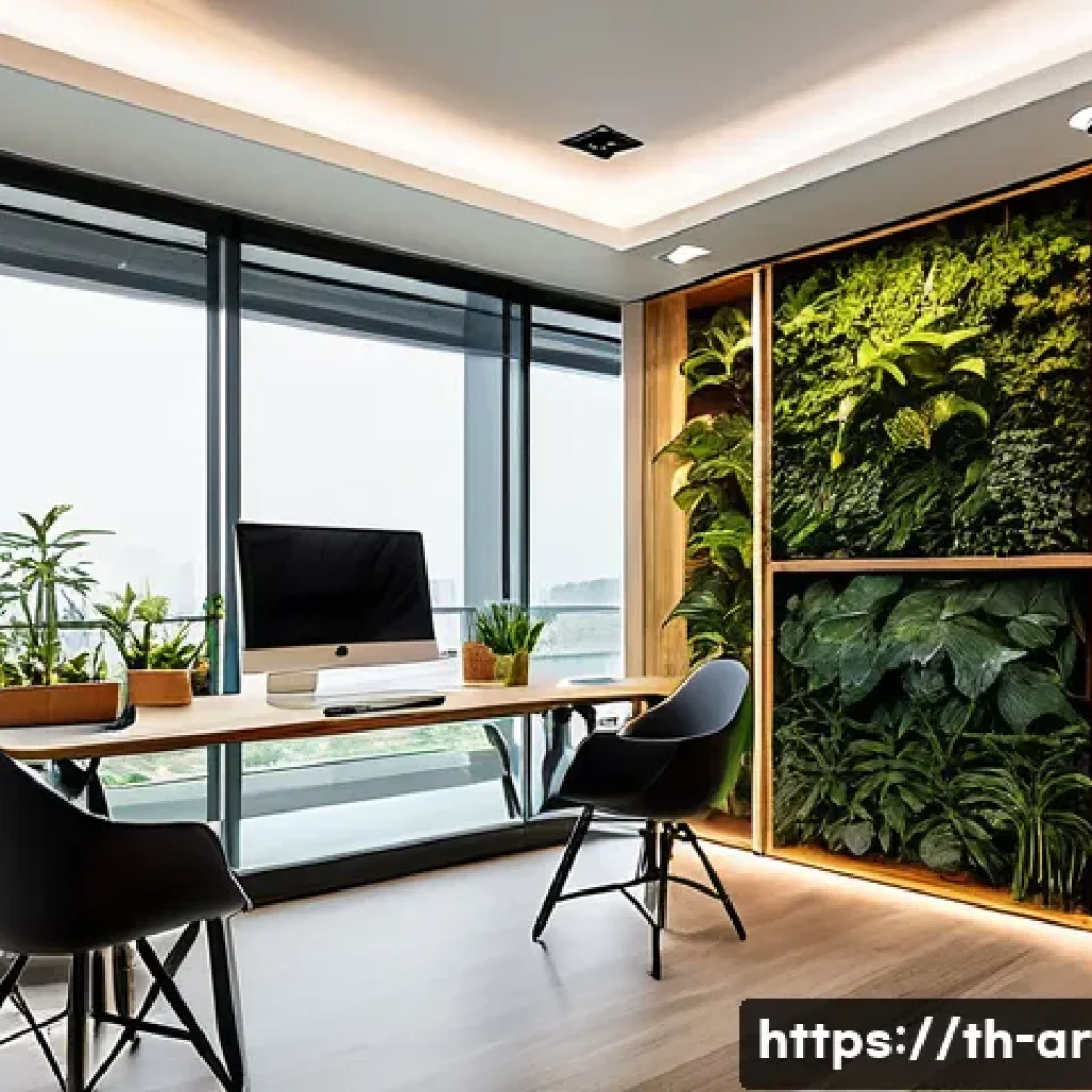 건축 설계와 사용자 경험의 중요성 - A modern Thai office interior designed with user behavior analysis in mind, featuring clearly separa...