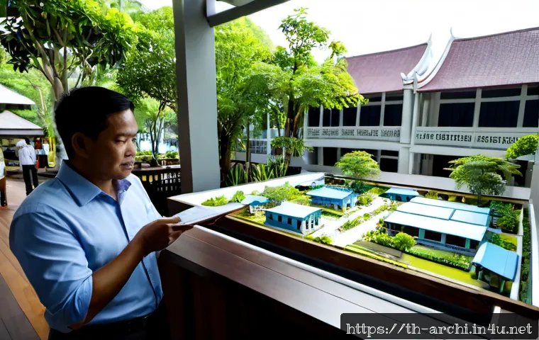 Home 17 건축 설계와 도시 재생 프로젝트 - Photorealistic architectural planning scene in Bangkok, Thailand: a Thai architect and urban planner...