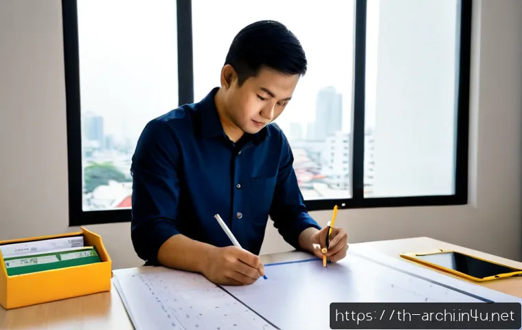 Home 17 건축 실무에서 학습 곡선 관리하기 - Photorealistic Thai architectural studio, a young Thai architect and an experienced mentor reviewing...